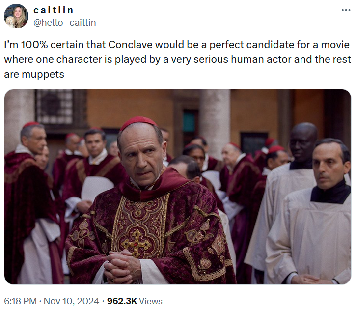 Conclave meme pitching a Muppet version of the film.