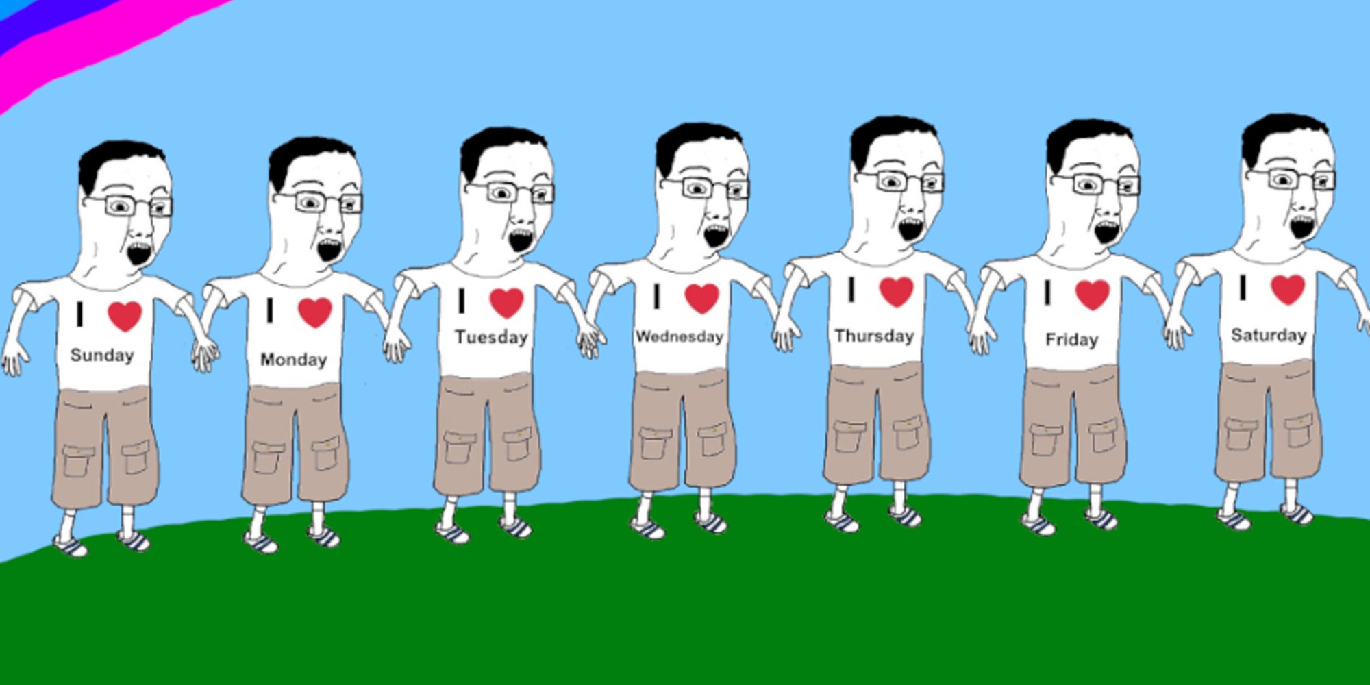 7 wojacks wearing different "i