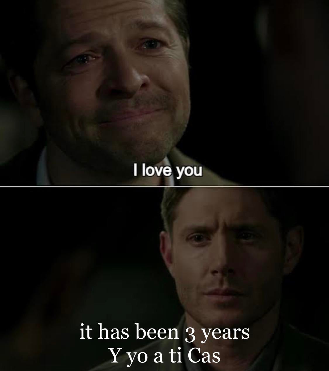 it's been three years destiel confession meme