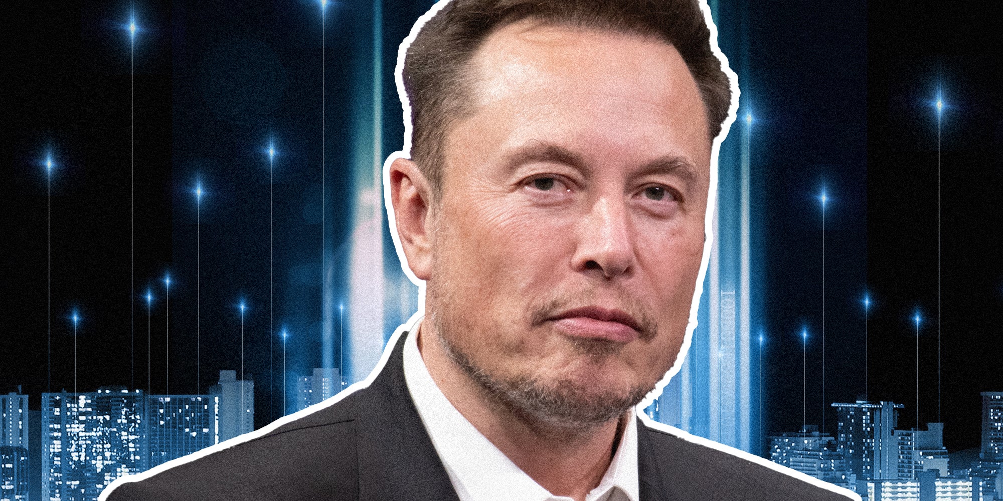 Elon Musk with ai background