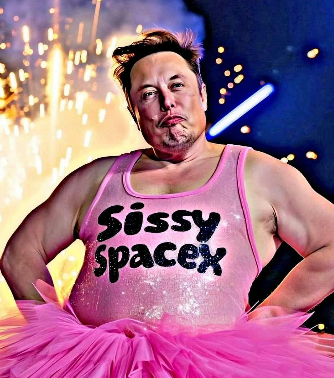 AI image of the Tesla CEO in a tutu reading 'Sissy SpaceX.'