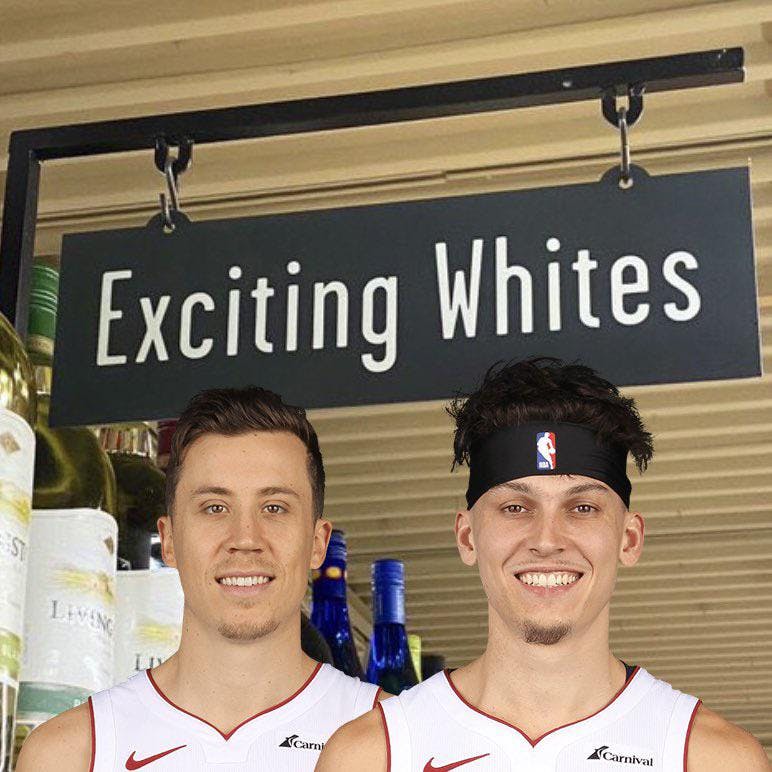 Exciting Whites meme showing two white NBA players.