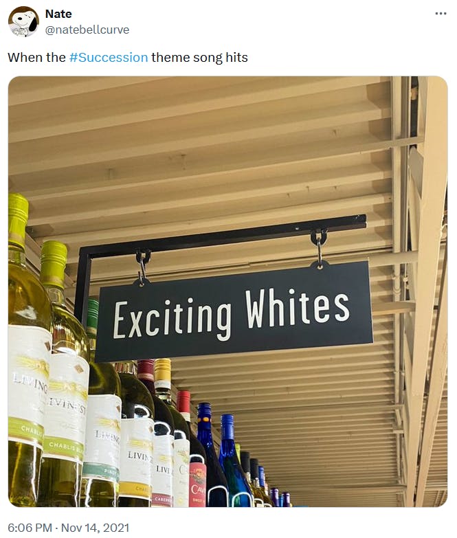 Exciting Whites meme about the Succession theme song.