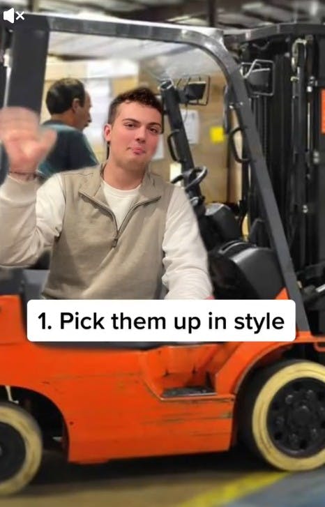 picking up a date as a forklift operator