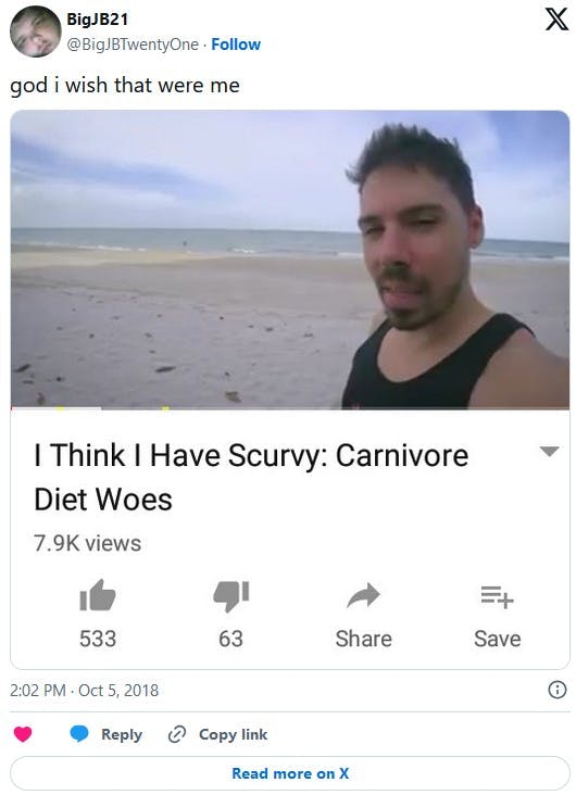 i think i have scurvy 'god i wish that was me' meme