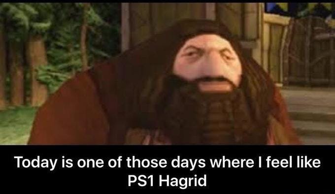 'today is one of those days where i feel like ps1 hagrid'