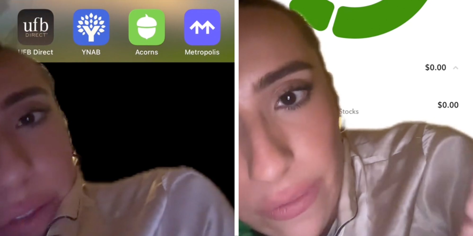 Woman in front of screenshots of apps