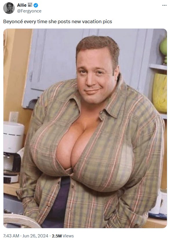 The Getty Image of the 'King of Queens' star Photoshopped to give him large breasts.