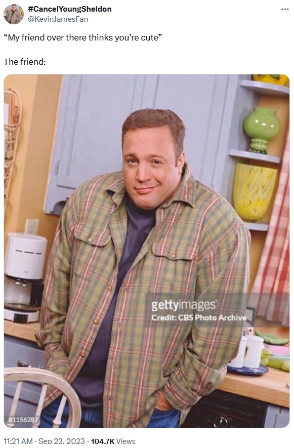 Kevin James meme about someone who says you're cute.