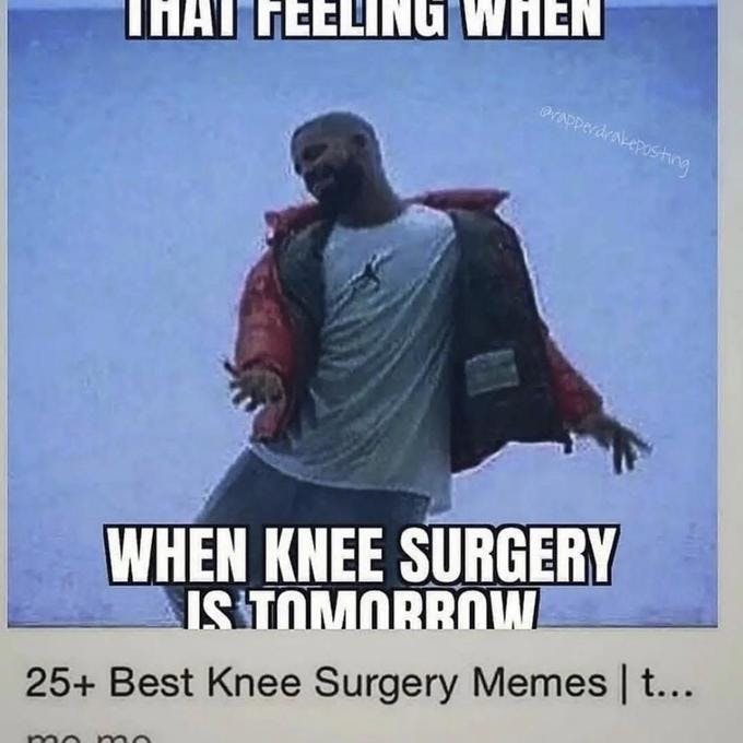 Drake dancing knee surgery meme