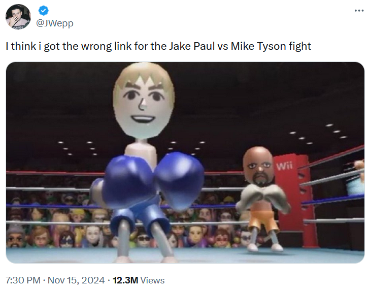 Mike Tyson fight meme with a screenshot from Wii Boxing.