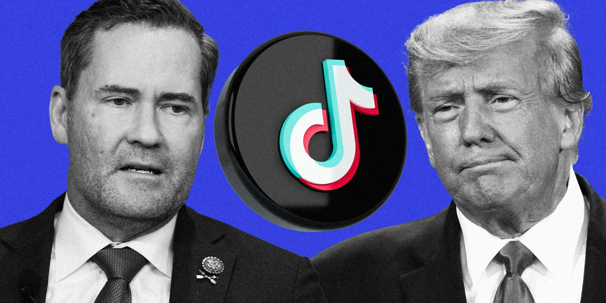 Mike Waltz and Donald Trump with Tiktok logo