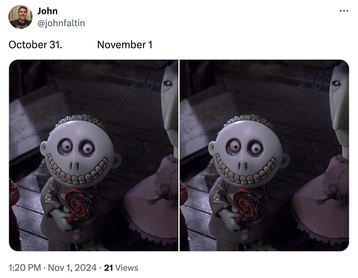 october 31 vs. november 1 meme