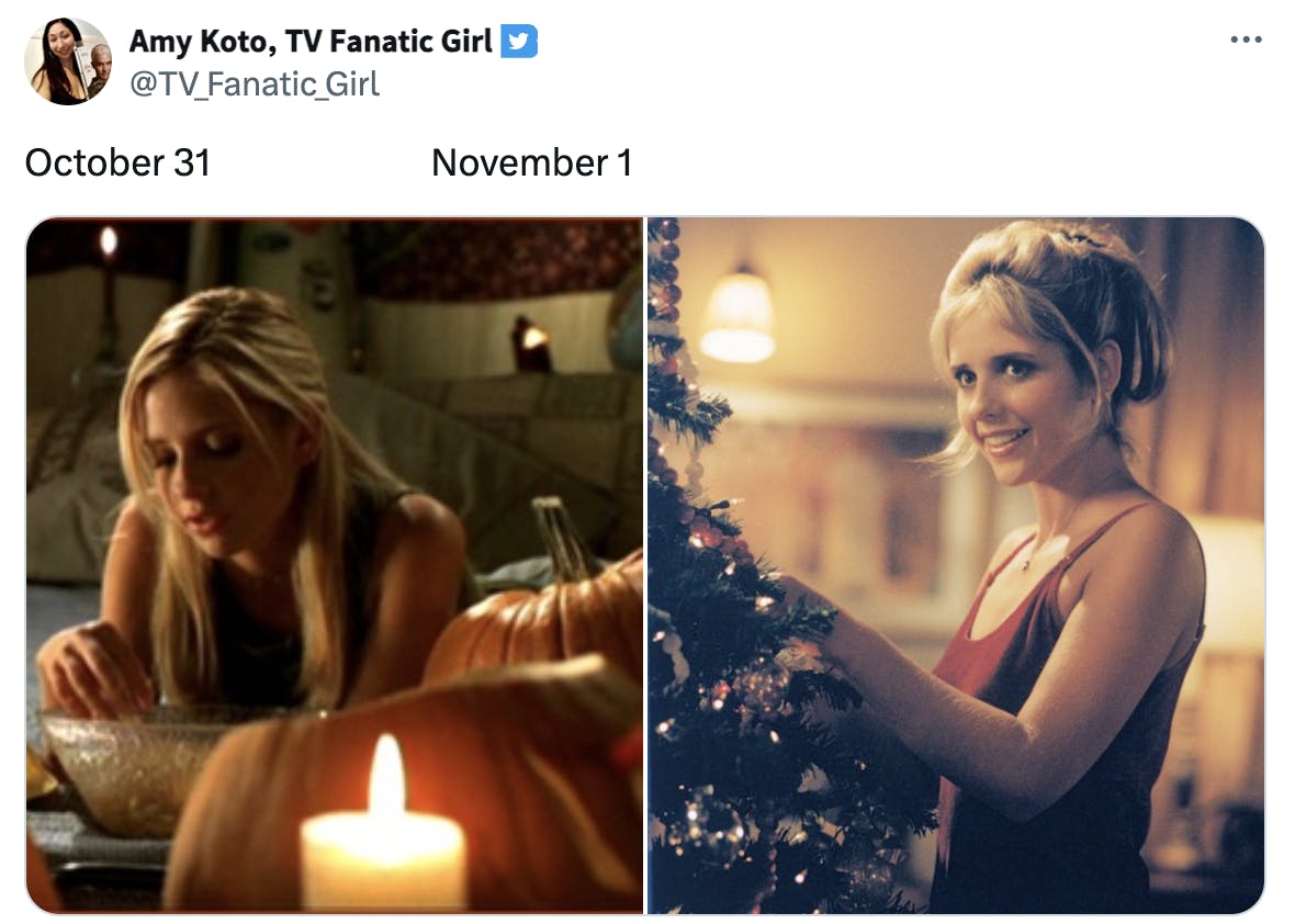 october 31 vs. november 1 meme of Buffy Summers.