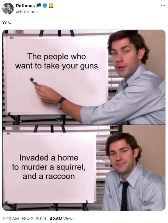 P'nut The Squirrel meme in the whiteboard from The Office format.