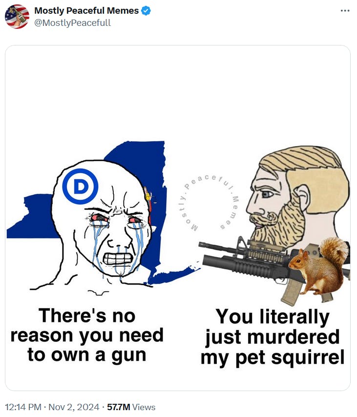 P'nut The Squirrel meme with crying and Chad Wojaks.