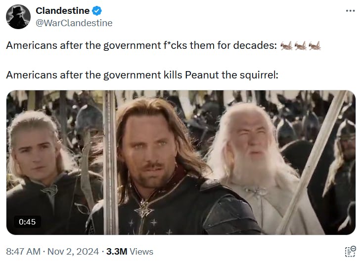 Peanut meme with a clip from The Lord of the Rings: Return of the King.