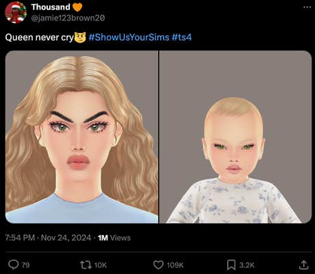 queen never cry in which they're made into Sims