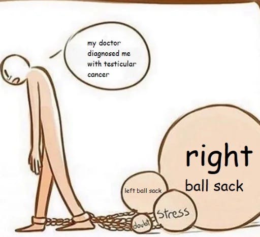 Sadge meme about testicular cancer