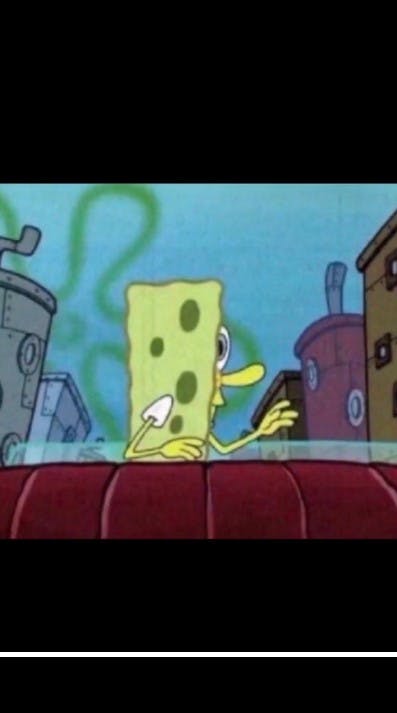 spongebob crossing the street side eye