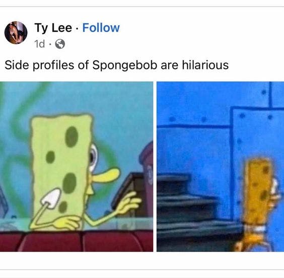 spongebob crossing the street side eye