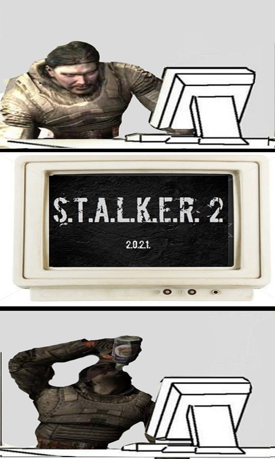 Stalker 2 meme about the continued delay of the game's release.