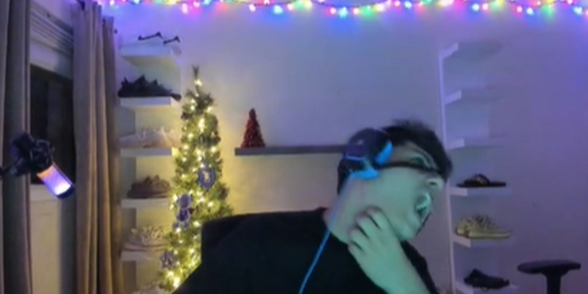 Man screaming with headset on