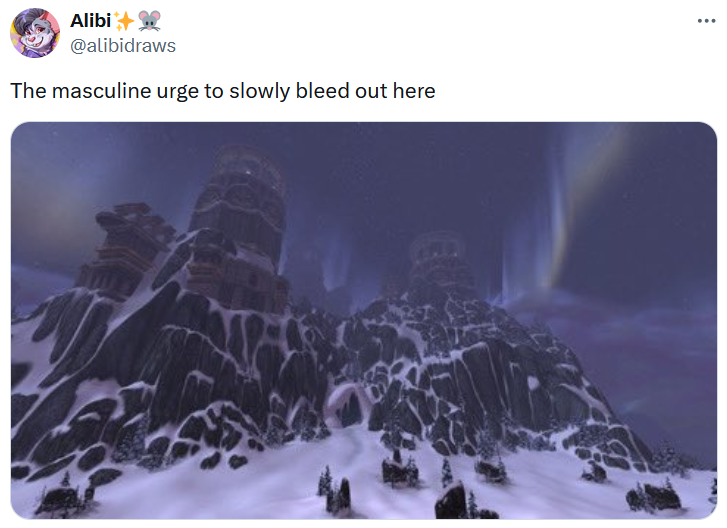 The Masculine Urge To Slowly Bleed Out Here meme with a screenshot from Skyrim.