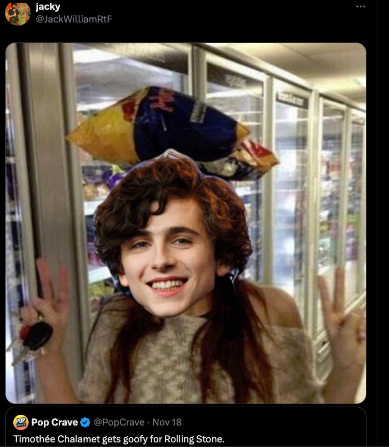 timothee chalamet She's So Crazy Love Her meme