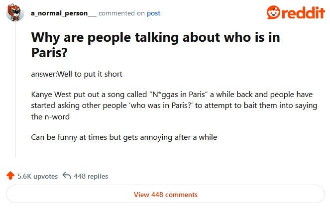 redditor asking about who was in paris joke