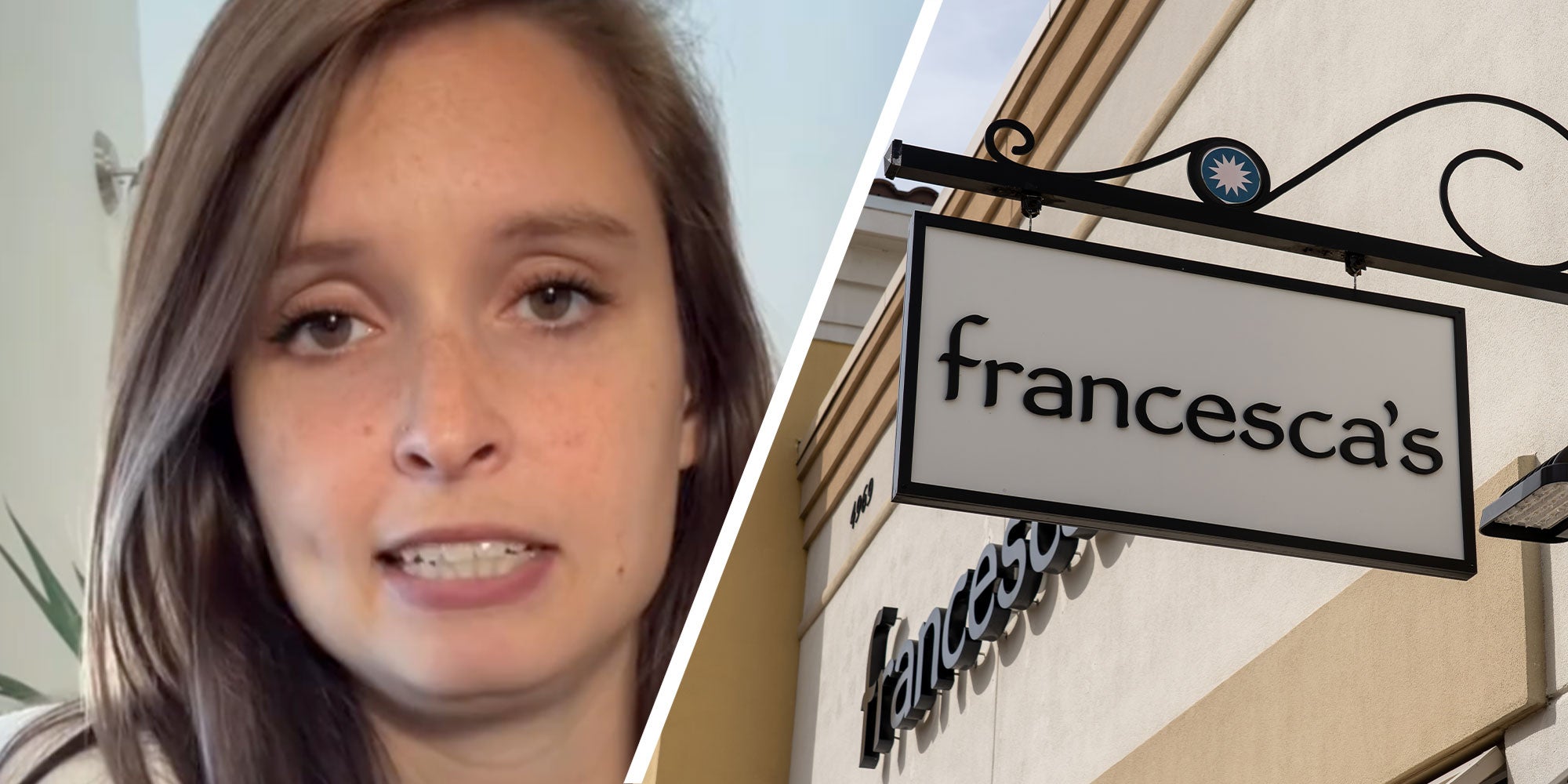 (L) woman, (R) Francesca's sign