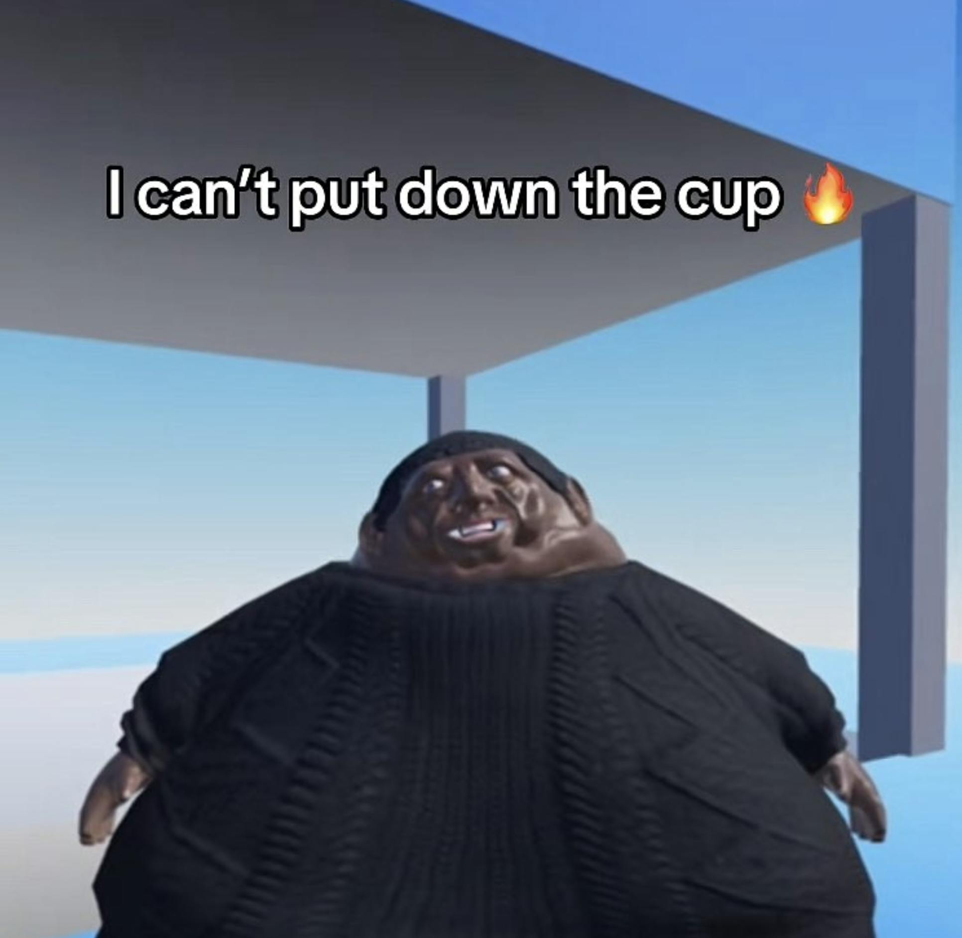 I just can't put down the cup meme on X