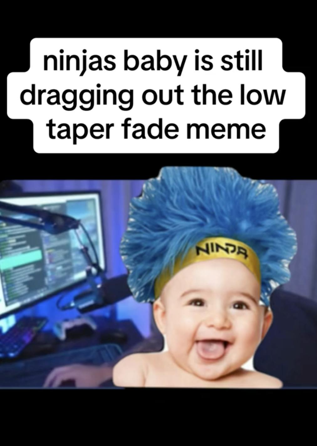 A TikTok screengrab of a baby with a lower taper fade.