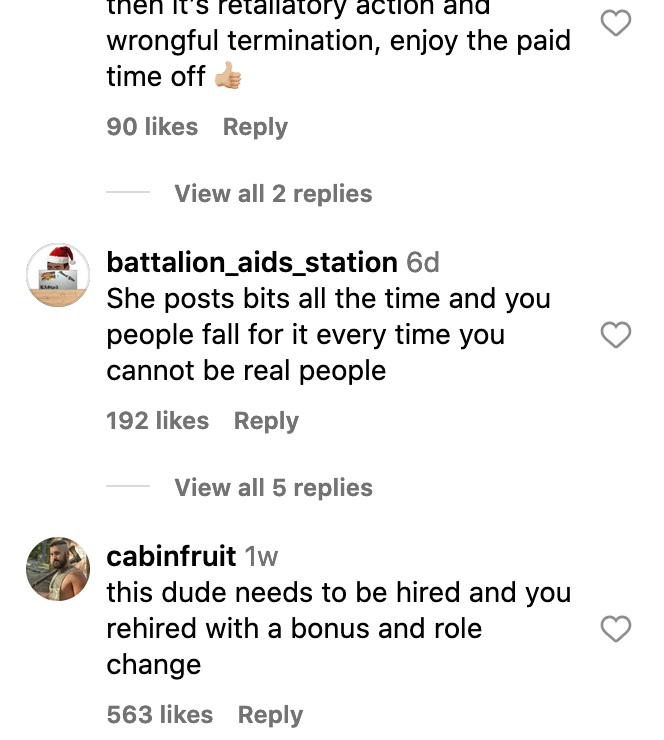 A reaction to Louisa Melcher's instagram story, thinking it is fake