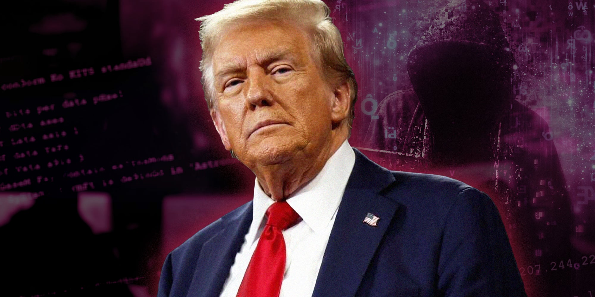 Donald Trump with Dark red background