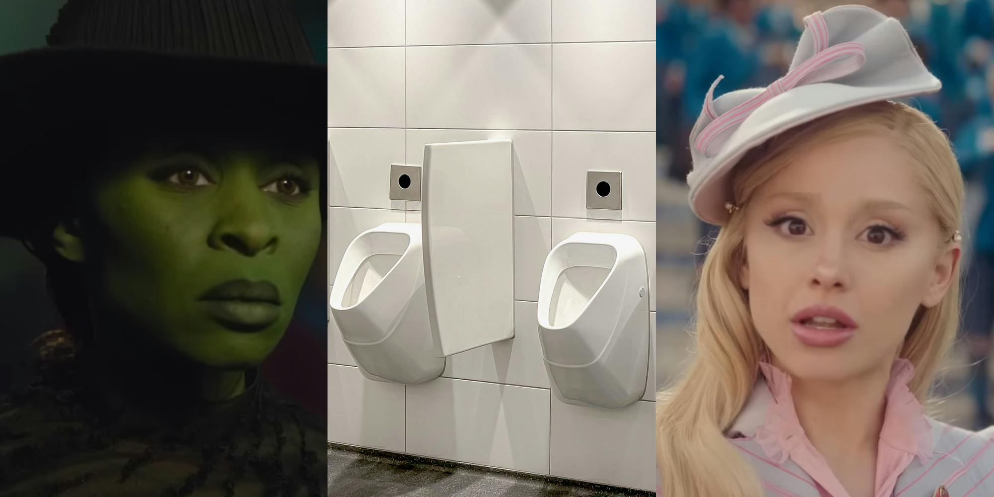 Stills from 'Wicked' with urinals in the middle.