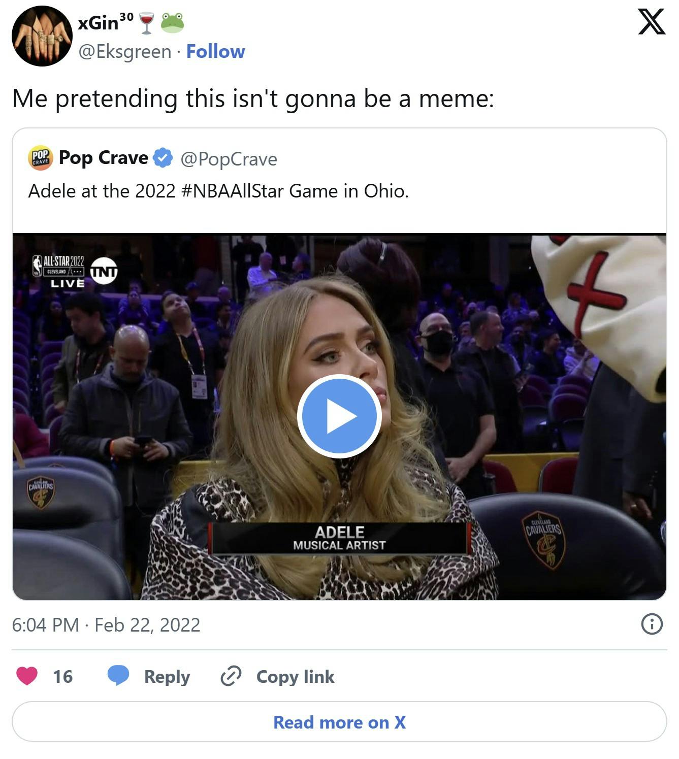 'me pretending this isn't going to be a meme' adele nba meme