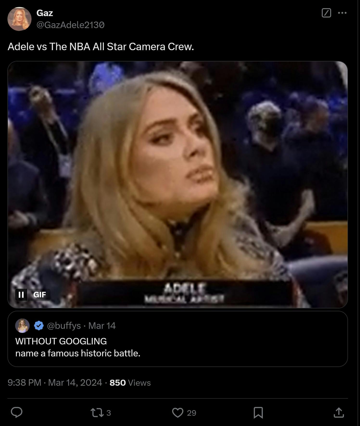 famous historic battle adele nba meme