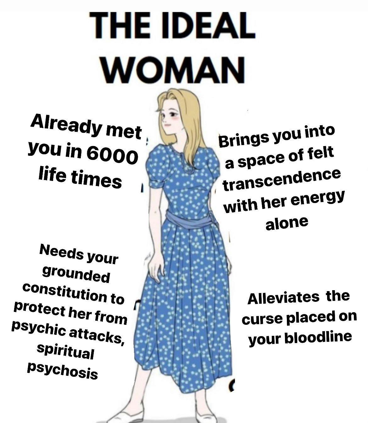 Trad Wife meme calling her the ideal woman.