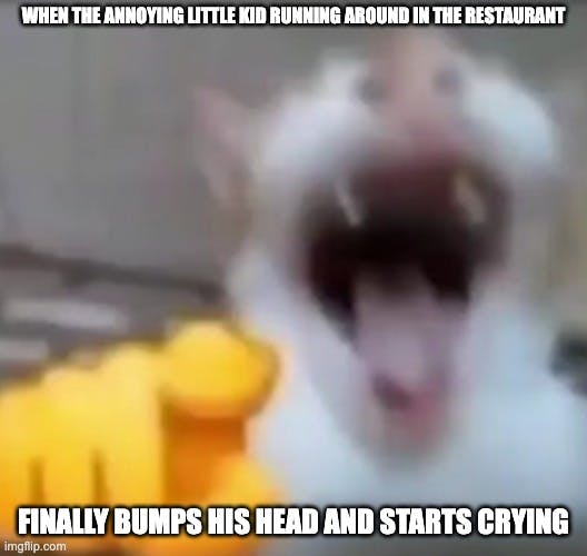 little kid bumps head cat laughing meme