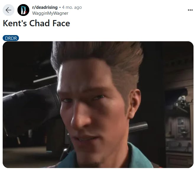 Kent from Dead Rising making a Chad Face.