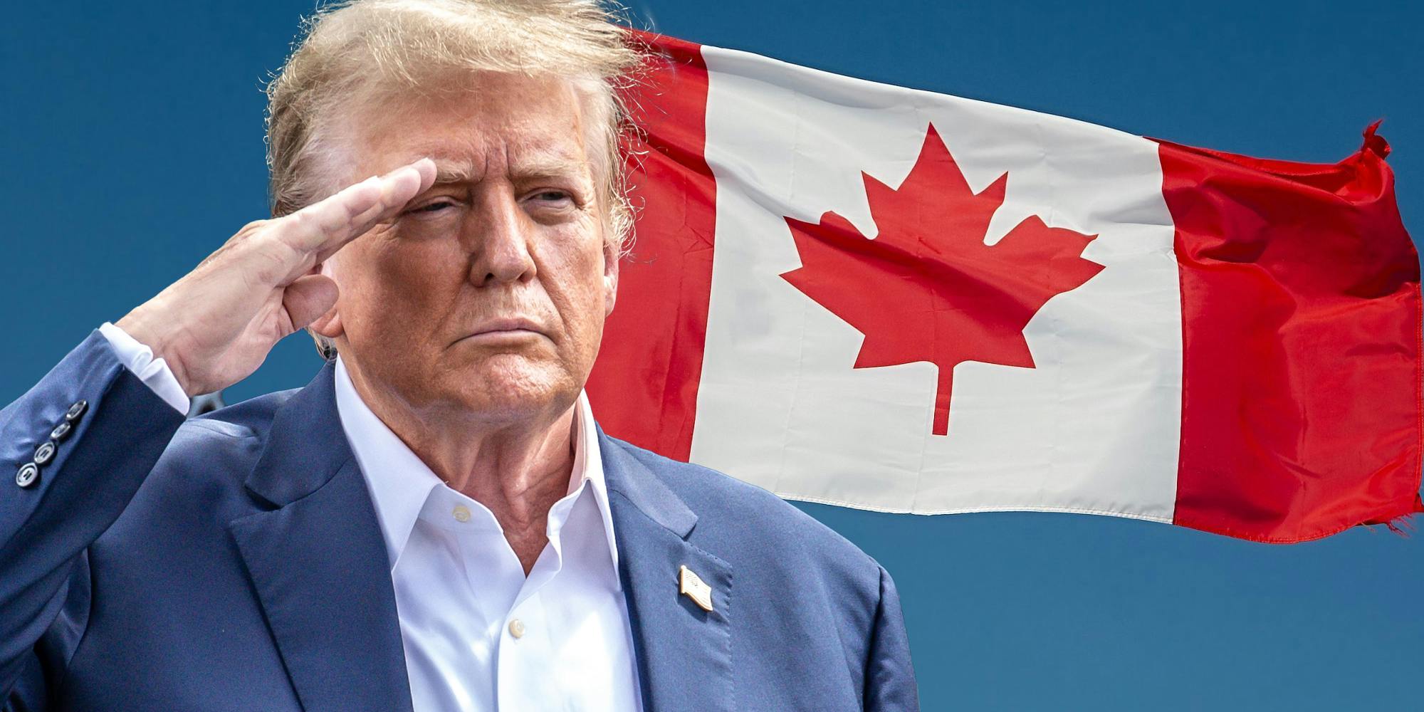 Donald Trump saluting canadian flag