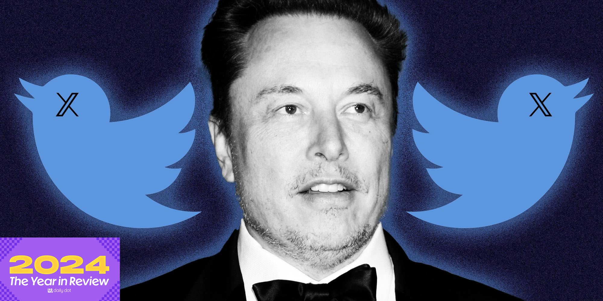 Elon Musk with twitter bird with x eyes