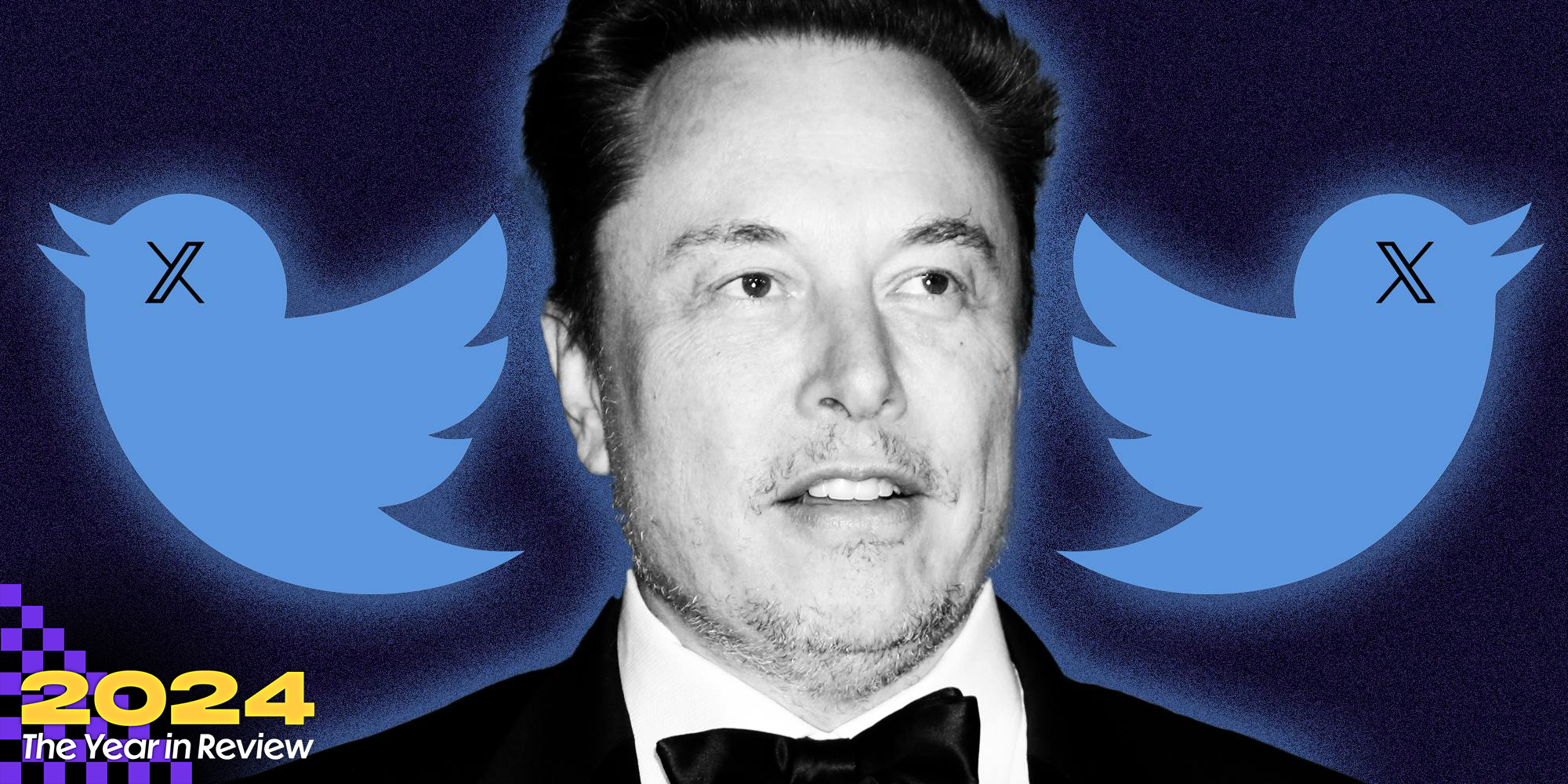 Elon Musk with twitter bird with x eyes