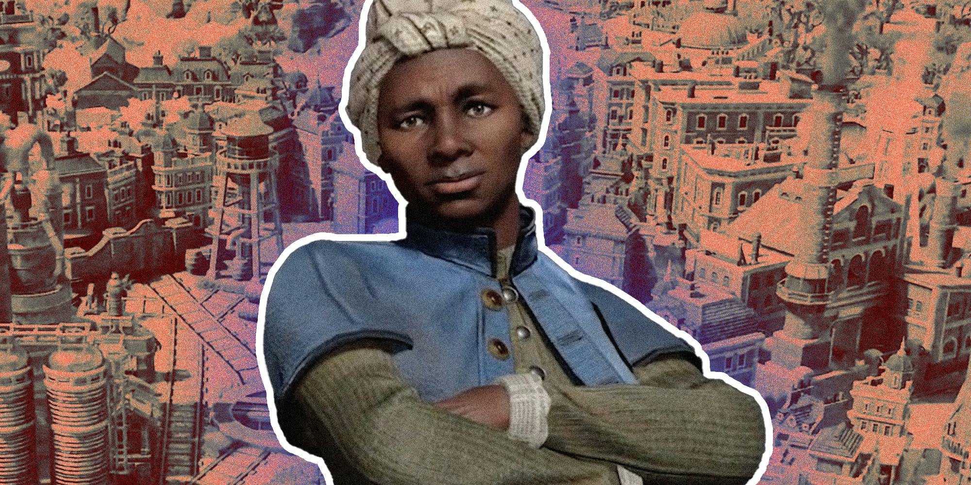 Harriet Tubman character over civilization