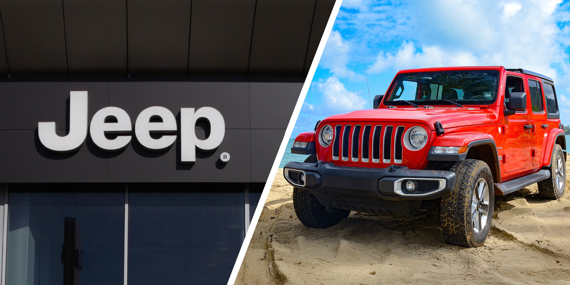 Jeep Dealer Sign(l) Jeep Wrangler(r)