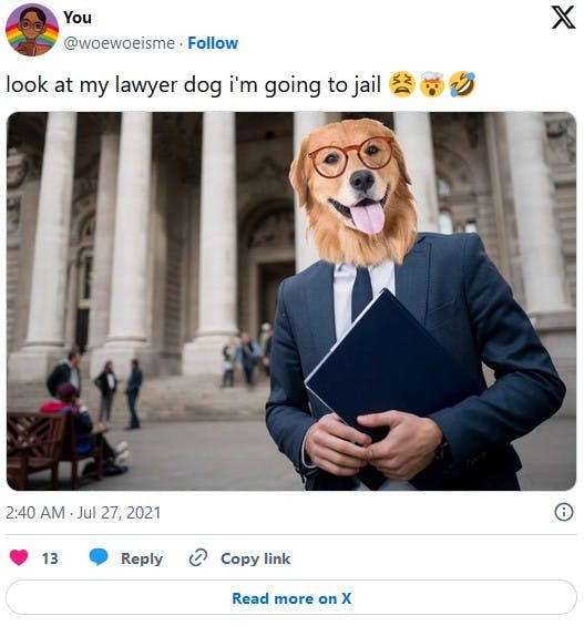 golden retriever lawyer look at my lawyer dawg