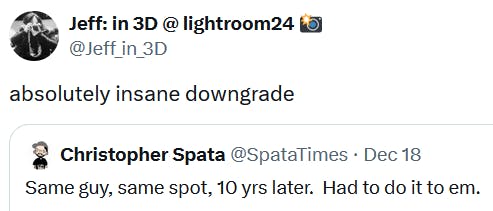 Tweet reading 'absolutely insane downgrade.'