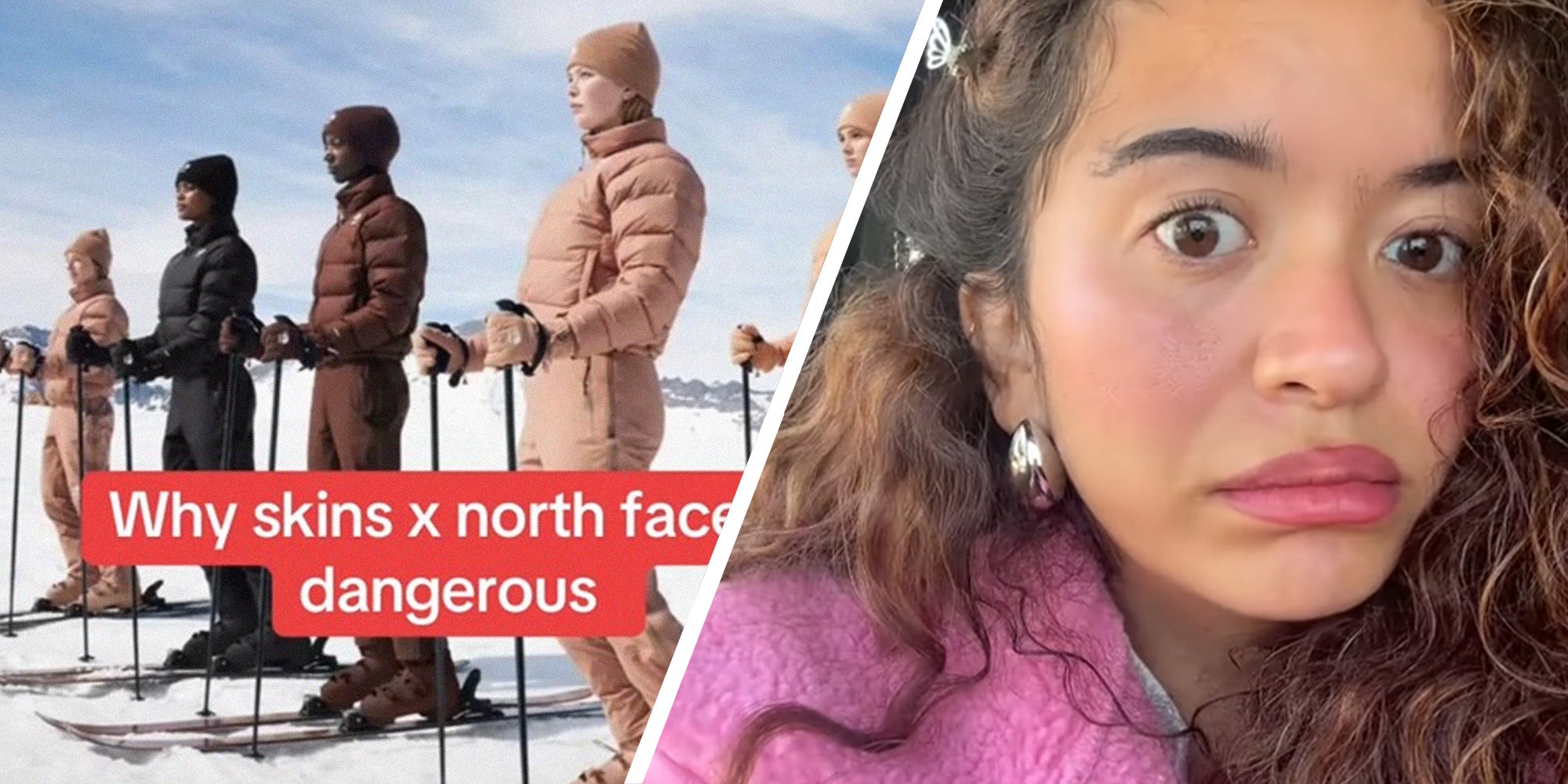 Woman reveals why the Skims x North Face collab can be dangerous to skiers