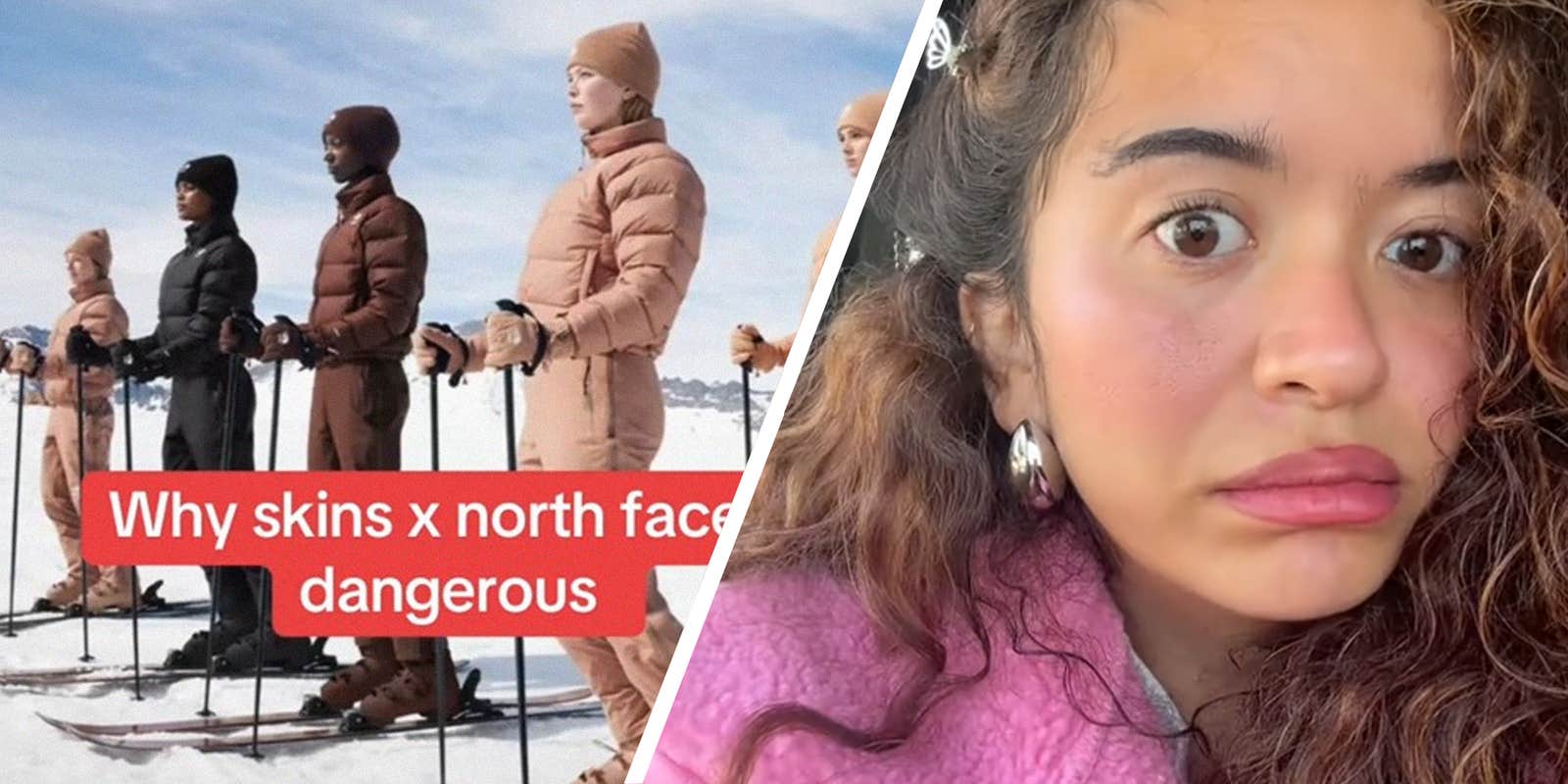 Woman reveals why the Skims x North Face collab can be dangerous to skiers